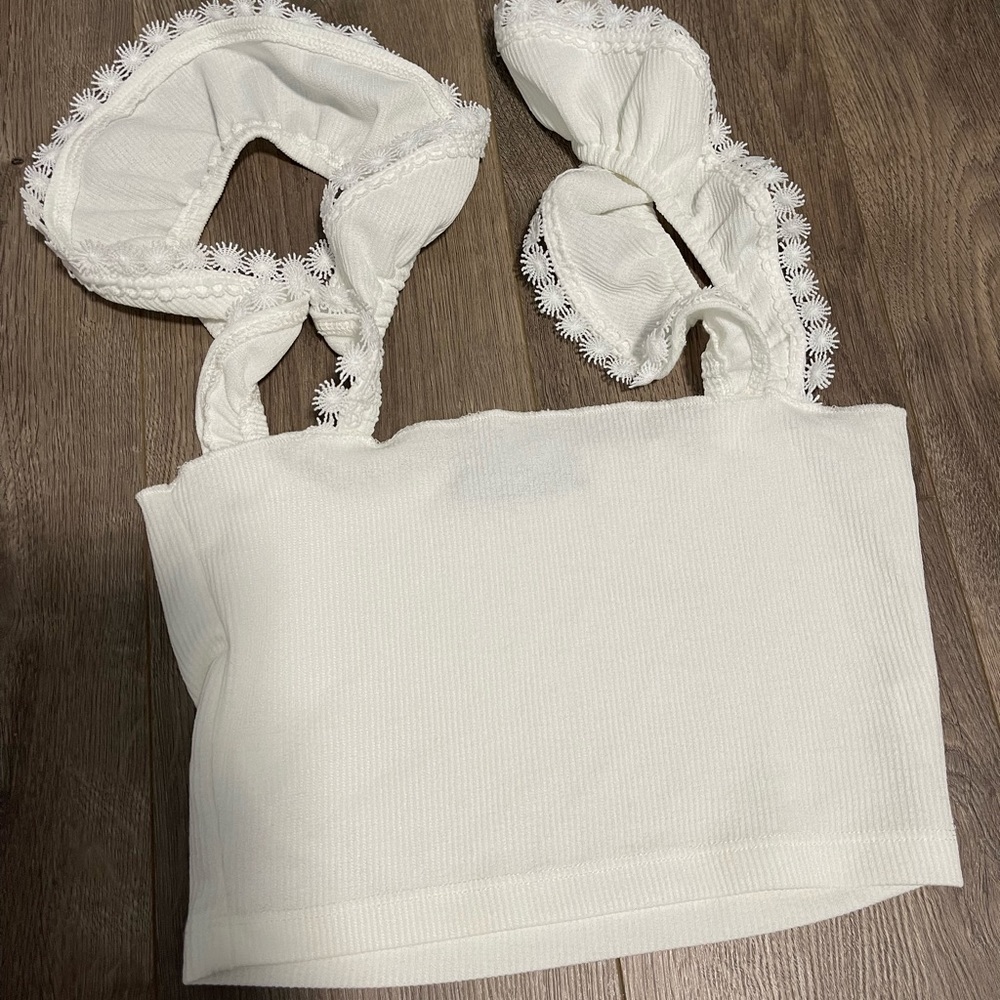 Shein White Puff Strap Tank Top size XS